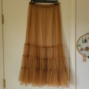 free people boho tiered mesh midi skirt